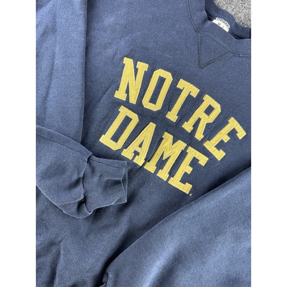VTG Notre Dame Crewneck Sweatshirt USA Made Navy Applique Logo L